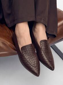 Mnmlis Women's Casual Versatile Commuting Minimalist Textured Flats For Christmas - Coffee Brown - View 6