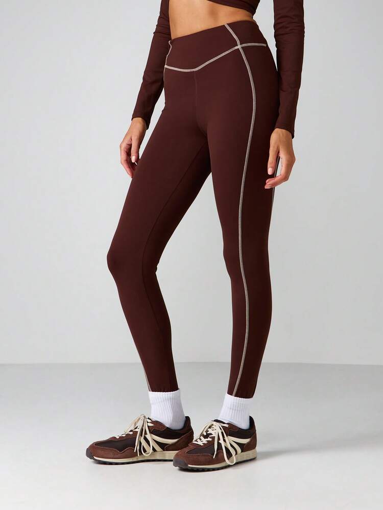 MISSGUIDED Hochtaillierte Leggings mit Kontrastnahtdetails und Seitenstreifen für Freizeitmode, bequem für den Alltag im Herbst und Winter