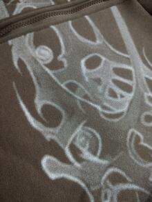 ROMWE MEN Spring Casual Graphic Men'S Zip-Up Casual Versatile Warm Hooded Sweatshirt - Coffee Brown - View 3