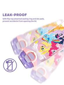 My Little Pony X SHEIN 16 盎司/500 毫升水瓶，配有硅胶吸管和防溢盖，适合旅行、旅游和学校 - 無色 - 查看 4