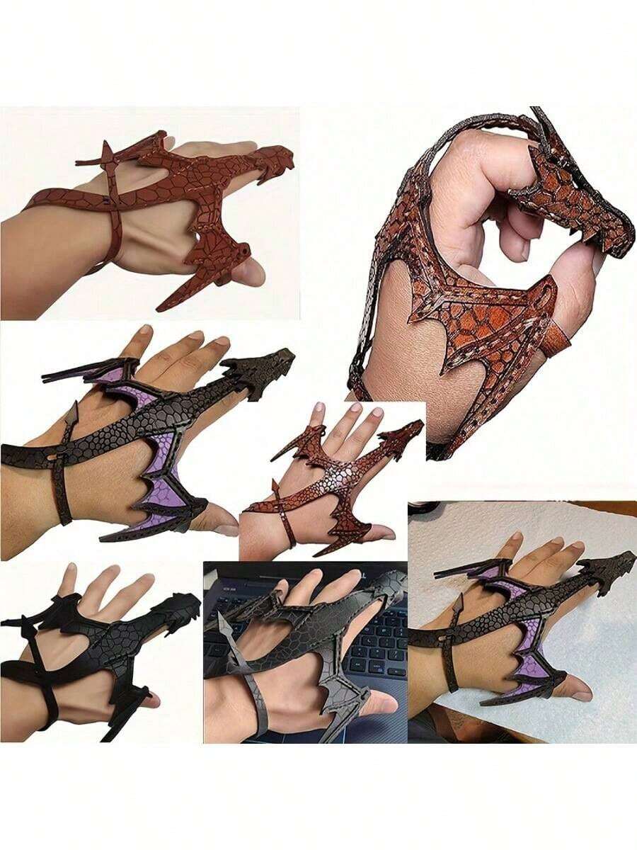1 Piece Fashion Adjustable Dragon Cuff Bracelet, Retro Faux Leather Dragon Wrap Wrist Strap, Cosplay Fashion Accessory Gift For Men And Women, Great Christmas Gift, Birthday Gift, Creative Men's Bracelet, Hot Faux Leather Dragon Glove Gift, Braided Retro Bracelet Wristband, Adjustable Hand Dragon Mittens For Men, Valentine's Day, Mardi Gras - Multicolor - View 1