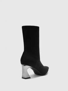 CUCCOO BIZCHIC Women's Fashion Versatile Pointed Toe High Heel Ankle Boots - Black - View 9