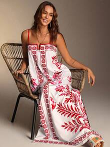 Swim Vcay 夏日海滩风宽松花卉中式印花长裙 - 彩色 - 查看 4