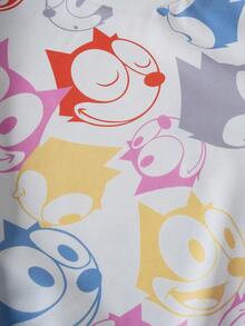 SHEIN Felix The Cat 少女休闲卡通图案圆领卫衣，秋季 - 白色 - 查看 6