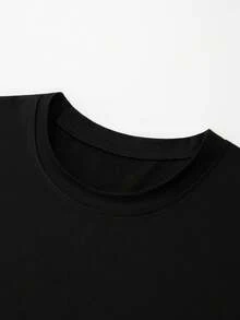 Versatile Baggy Short Sleeve T-Shirt With Fun Basketball Print, Ideal For Vacation, Work And Use - Black 2 - View 4