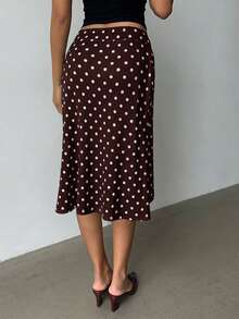 Aloruh Women's Fashionable & Elegant Yellow Striped Asymmetric Super Low Waist Striped Diagonal Striped Knee-Length Bodycon Flared Hem Skirt, Suitable For Vacation & Daily Wear - Brown - View 2