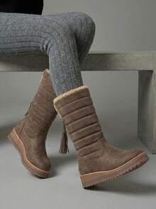 Women Mid-Calf Boots - Mocha Brown - View 1