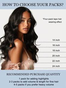 20PCS Straight Tape In Human Hair Extensions 100% Real Remy Human Hair 14-24inches Natural High Quality 50G/Pack For Salon Silky Seamless Invisible PU Tape In Hair Extensions - S4A - View 4