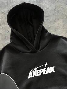 AXEPEAK 男士休闲撞色拼接连帽衫，秋冬款 - 彩色 - 查看 3