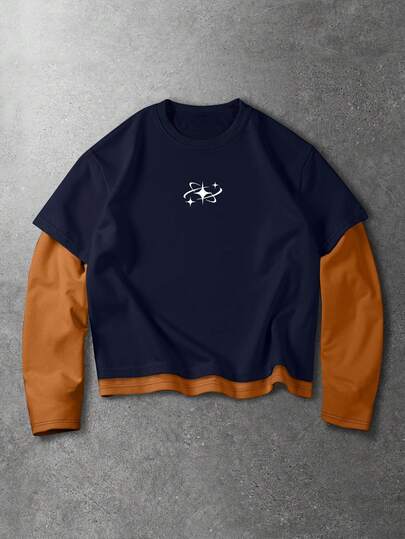 Street Life Maglietta casual da uomo a girocollo, manica lunga