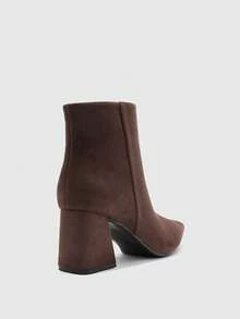 CUCCOO BIZCHIC Botas de tacón alto de color borgoña de moda para mujer - Marrón Chocolate - Ver 9