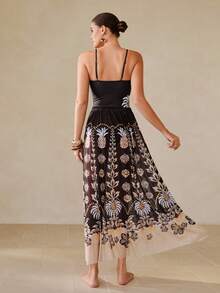 Swim Oasis Sexy Slimming High-Waisted Printed Swimsuit With Detachable Mesh Skirt, Popular For Spring/Summer - Multicolor - View 2