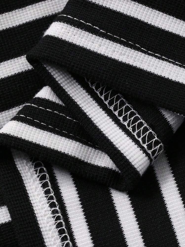 Teen Girls Casual Striped Print T-Shirt Set Spring