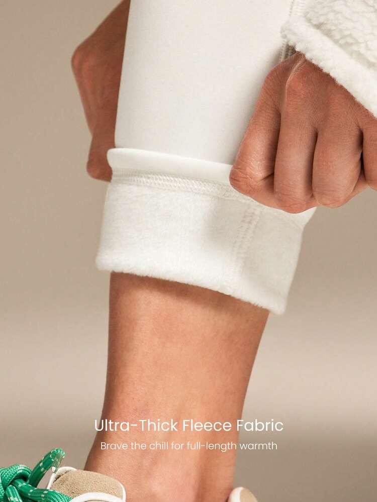 Leggings de cintura alta con bolsillos laterales ultragruesos de polar fleece de 26" para uso diario y actividades al aire libre en otoño e invierno