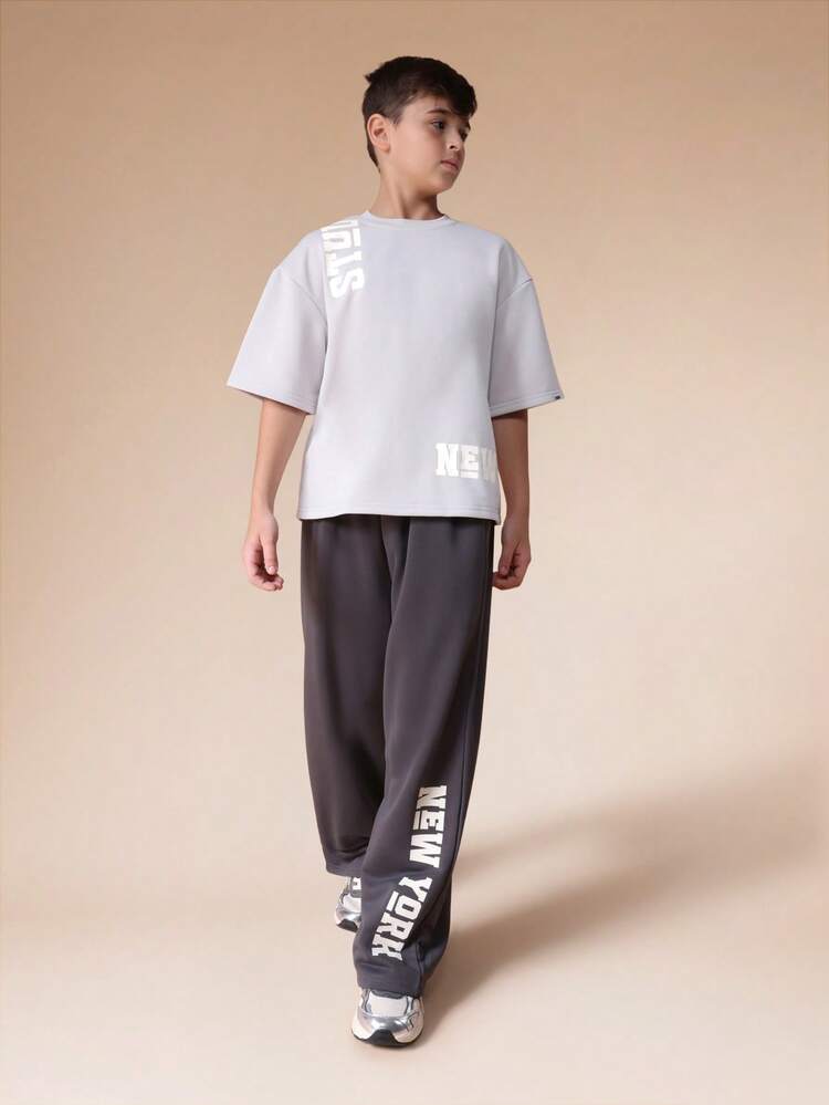 Oversized Letter Print T-Shirt And Joggers Set
