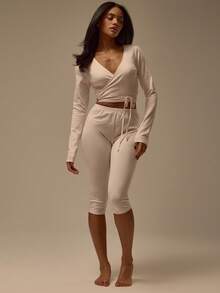 MUSERA ESSENTIALS Áo thun dài tay cổ tròn ôm sát, chất liệu cotton, thoải mái, dễ thương, thích hợp mặc hàng ngày, mùa xuân hè. - Hồng - Xem 5