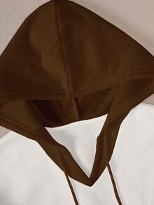 女士连帽长袖卫衣，适合秋季、返校季、教师节、户外活动、图案设计、棕色帽子、街头摄影、假日及休闲穿着，必备单品，吸睛十足，白色，常规版型女士连帽卫衣 - 彩色 - 查看 5