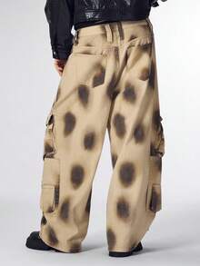 ROMWE MEN Street Life Men's Ink Dot Distressed Straight Leg Jeans - Brown - View 6