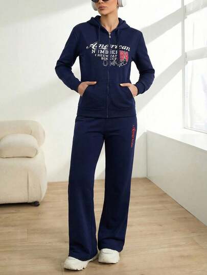 Big City Pants Dama Conjunto Afelpado Felpa Moda Casual Ligero