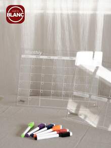 1 件装每周/每月计划办公室课程计划计划板，多功能亚克力桌面计划器，可擦除透明备忘录书写板，用于笔记和提醒显示 - 彩色 - 查看 1