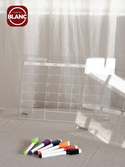 1pc Weekly/Monthly Planner Office Course Schedule Plan Board, Multifunctional Acrylic Desktop Planner, Erasable Transparent Memo Writing Board For Notes & Reminders Display Home Decor Back To School Room Decor School Supplies