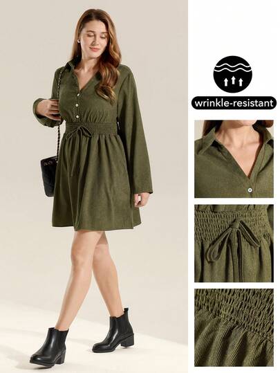 Momelise Vestido casual con cordón en la cintura para mujer de talla grande, adecuado para uso diario