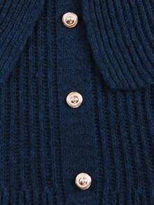GlowEve Women's Fashionable Elegant Ruffle Button Long Sleeve Sweater - Blue - View 4