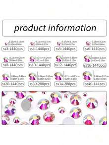 Cristales de Rhinestone de vidrio con fondo dorado para decoración de ropa DIY (los diamantes AB tienen diferentes colores bajo diferentes condiciones de iluminación) - color AB - Ver 23