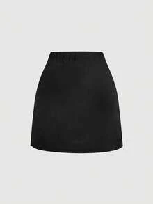 SHEIN MOD 大码优雅黑色裹身裙，适合夏季通勤 - 黑色 - 查看 3