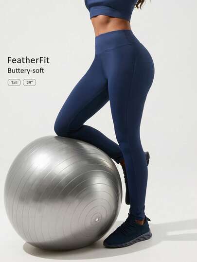 Menodora SHEIN Sport Women's High Waist Workout Leggings – Ultra-Stretchy Moisture-Wicking Fabric, Tummy Control, Figure-Enhancing Seam Design, Deep Side Pockets, Squat-Proof And Breathable, Perfect For Yoga, Running, Or Everyday Activewear