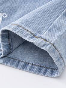 Tween Girl' Denim Print Washed Casual Denim Skirt Summer Holiday