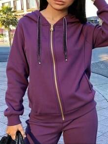 Women Two-Piece Outfits - 深紫色 - 查看 2