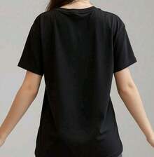 Playera camiseta basica estampada grafica dama mujer manga corta cuello redondo estampado flores - Negro - Ver 2