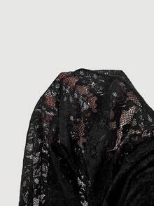 SHEIN MOD 女士时尚黑色蕾丝半透明长裤 - 黑色 - 查看 8