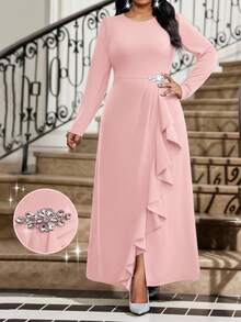 Fleurora Elegant Party Wedding Concert/Music Festival Ruffle Hem Diamante Dresses For Women Winter Dress Costume For Women Christmas Women's Clothing Long Party Dresses Wedding Guest Dress For Women Chic Dress Country Concert Outfit Pink Dress Wedding Guest Dress For Women Elegant Dresses For Women Formal Dress Valentine Outfits For Women Plus Size Elegant Dress Curve Elegant Dress Pink Long Sleeve Dress Elegant Woman Clothing Elegant Women Clothing Emory Rose Plus Size Dress Long Sleeve Elegant Dress Long Sleeved Dress Pink Formal Dress Elegant Ceremony Dresses Casual Outfit For Women  Spring Dress Summer Dress  Party Dress  Luxury Evening Dresses For Women   Formal Dress  Cocktail Party  Weddings & Events Sparkly Dress Pink Dress - Pink - View 5