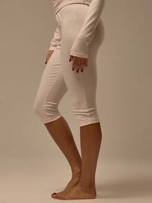 MUSERA ESSENTIALS Fitted Elasticated Waist Cotton Capri Pants Coord Bottoms Only Winter Cosy Lounge Cute Everyday Lounge Essential - Pink - View 3