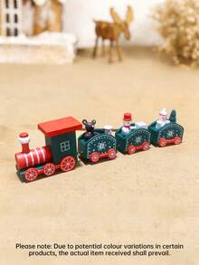 1Pc Christmas Four-Section Wooden Train Ornament, Xmas Party Gifts, Cute Window Garden Tabletop Wooden Christmas Decoration Gift,Christmas Party Decoration Ornaments Home Room Table Decor,Merry Christmas Decoration Pendant,Christmas