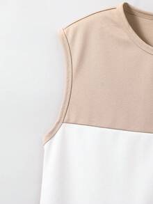 SHEIN 2件套儿童/青少年男童休闲百搭舒适拼接圆领宽松无袖背心和短裤针织套装，适合学校、花园、海滩、生日、春夏穿着。 - 綠色 - 查看 5