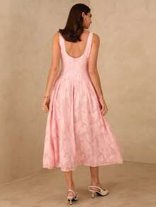 Enchnt Spring/Summer Romantic Women's Pink Jacquard Sleeveless Long Dress,Sweet&Elegant For Vacation&Date&Holiday&Going Out&Valentine's Day,Spring Outfit Women - Pink - View 7