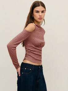 Nöista 镂空细节上衣，褶皱设计，时尚百搭，适合女士春假穿搭，夏季/春假派对穿着。 - 藕粉色 - 查看 3