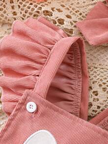 SHEIN 2件套婴儿可爱蝴蝶结刺绣连体衣套装，夏季