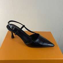 CUCCOO BIZCHIC Women's Fashionable Elegant Burgundy Backless High Heel Pumps - Black - View 13