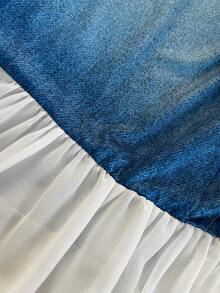 Maweii 春夏秋三季牛仔效果针织雪纺拼接修身设计高品质时尚大码女裙 - 彩色 - 查看 6