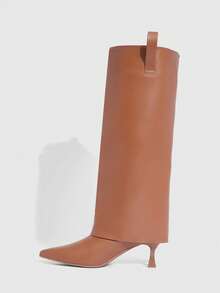 CUCCOO SZL Women's Fashion Pointed Toe Knee-High Boots Valentine's Day - Brown - View 4