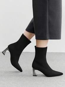 CUCCOO BIZCHIC Women's Fashion Versatile Pointed Toe High Heel Ankle Boots - Black - View 3