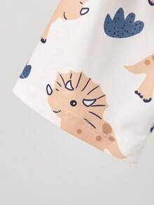 6pcs/Set Baby Boy Cartoon Dinosaur Print Soft Round Neck Shirt And Shorts Casual Homewear Set, Summer Outfit Mother Day Gift Graduation Gift Summer Clothes Boys Pajamas - Multicolor - View 4