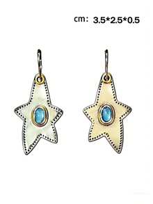 Joivida 银色海星耳钉，小众设计，高端蓝宝石，新款耳环，女士时尚日常佩戴，适合派对、约会、度假、海滩等场合，珠宝配饰。 - 彩色 - 查看 11