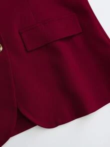 Franclia 休闲时尚通勤百搭卡其色女士西装外套搭配吊带收腰直筒连衣裙，两件套，适合春秋季节穿着，女士商务休闲套装，女士秋季穿搭 - 玫瑰紅 - 查看 4