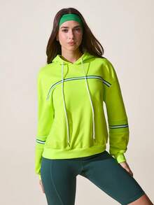 Core Rhythm Women's Casual Patchwork Drawstring Hooded Sweatshirt, Autumn Athletic Hoodies Women Workout Hoodies Women Womens Athleisure Womens Activewear Sporty Clothes Women - Green - View 4