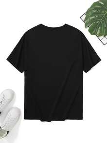 Versatile Casual Loose Fit Short Sleeve T-Shirt With Fun Print, For Vacation, Work And Everyday Wear - Red and White - View 2